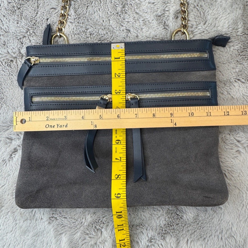Spartina 449 ‎ Navy Gray Leather Suede Crossbody Bag Gold Hardware - Picture 7 of 15